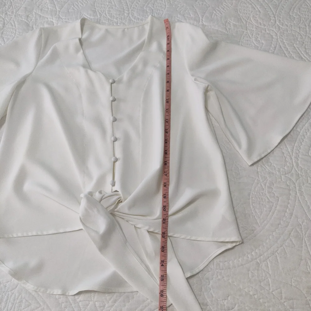 Off white tie up blouse. - Picture 3 of 6